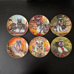 6 Schnauzer Plates by Christopher Nick for Danbury Mint